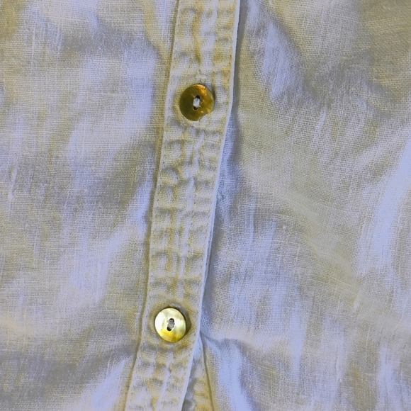Hot Cotton Top Womens Large White 100% Linen Summer Button Up Casual Neutral - Picture 7 of 10
